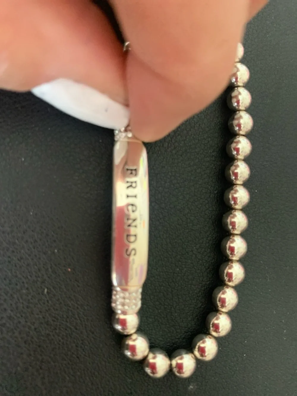 Brighton Silver-Tone Beaded ID Stretch Bracelet